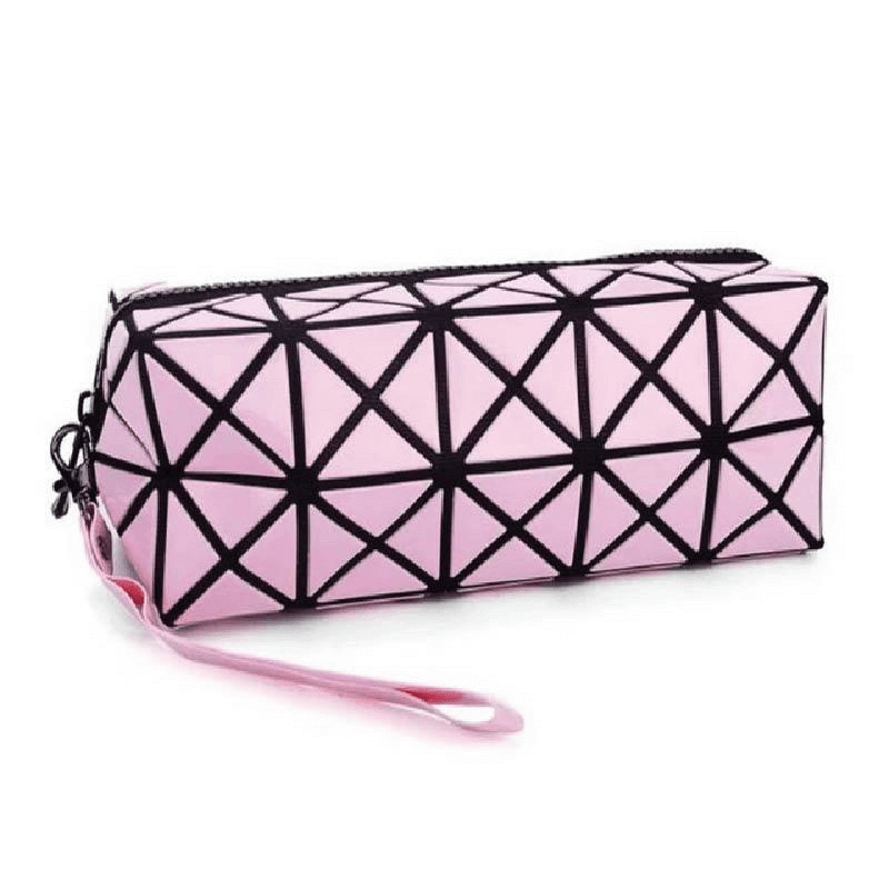 Geometric design pvc makeup pouch