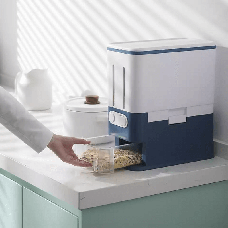 2 grid rice dispenser with measuring cup