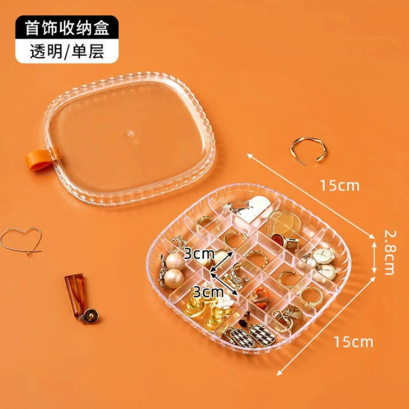 2 layer transparent crystal jewelry storage organizer