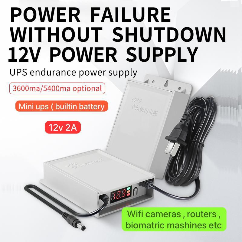 Mini ups battery backup 12v 2a power supply router camera backup