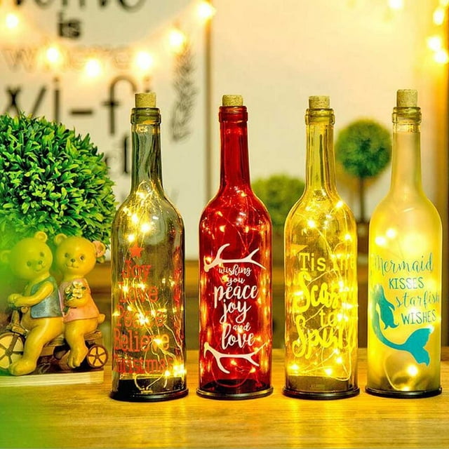 Wine bottle lights with cork led string light