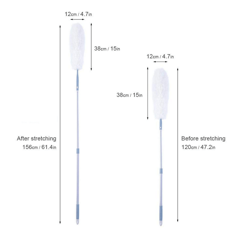 Extendable hand duster microfiber head