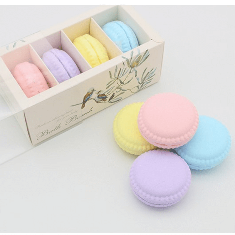 1 box of 4 macaron cookies bath bombs