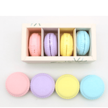 1 box of 4 macaron cookies bath bombs