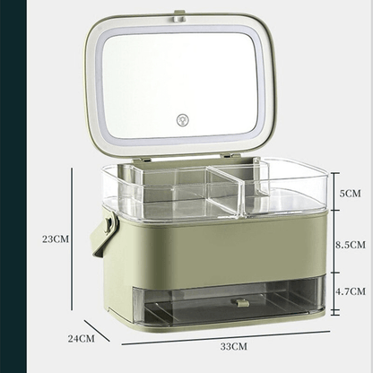 Drawer type led mirror cosmetic storage box