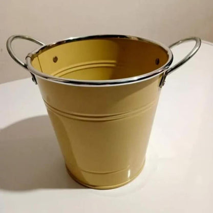 Stainless steel round flower pot with handles