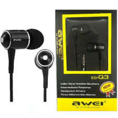 Awei es q7 earphones in ear with sozy earbuds 3.5mm jack