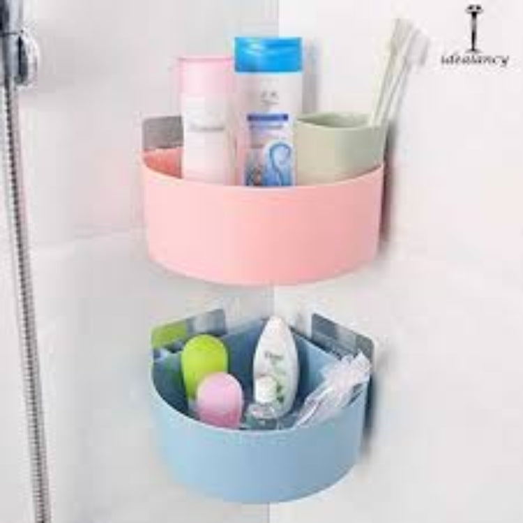 Triangle bath & kitchen corner storage shelf with suction cup 2pc