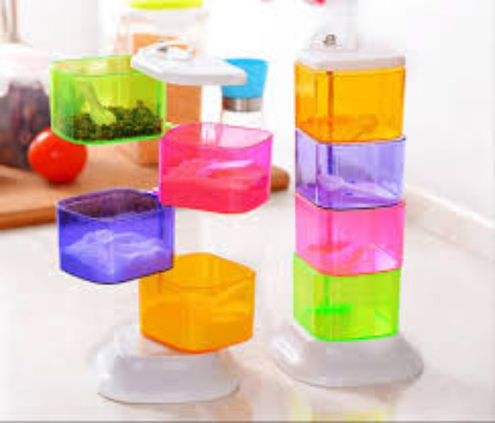 4-layer colorful 360 degree rotating box seasoning rack