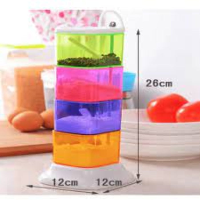 4-layer colorful 360 degree rotating box seasoning rack