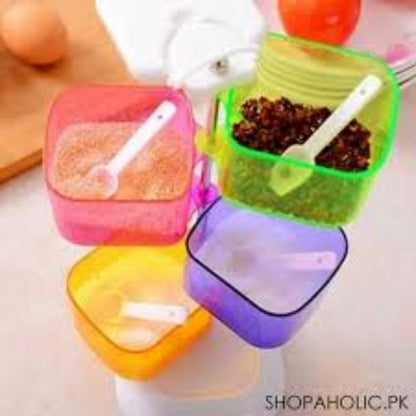 4-layer colorful 360 degree rotating box seasoning rack