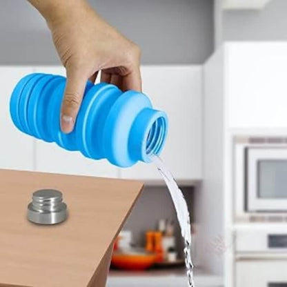 Foldable silicone water bottle leakproof