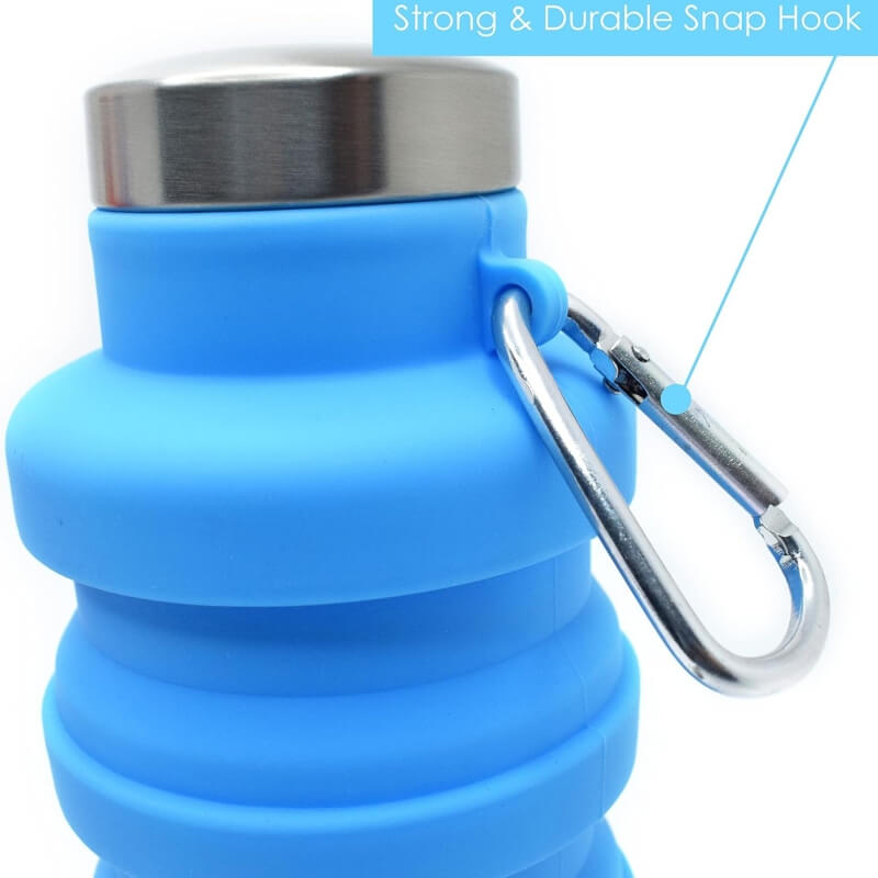 Foldable silicone water bottle leakproof