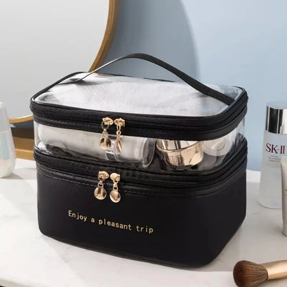 Double layer cosmetic bag