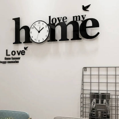 Home love with birds wooden wall clock