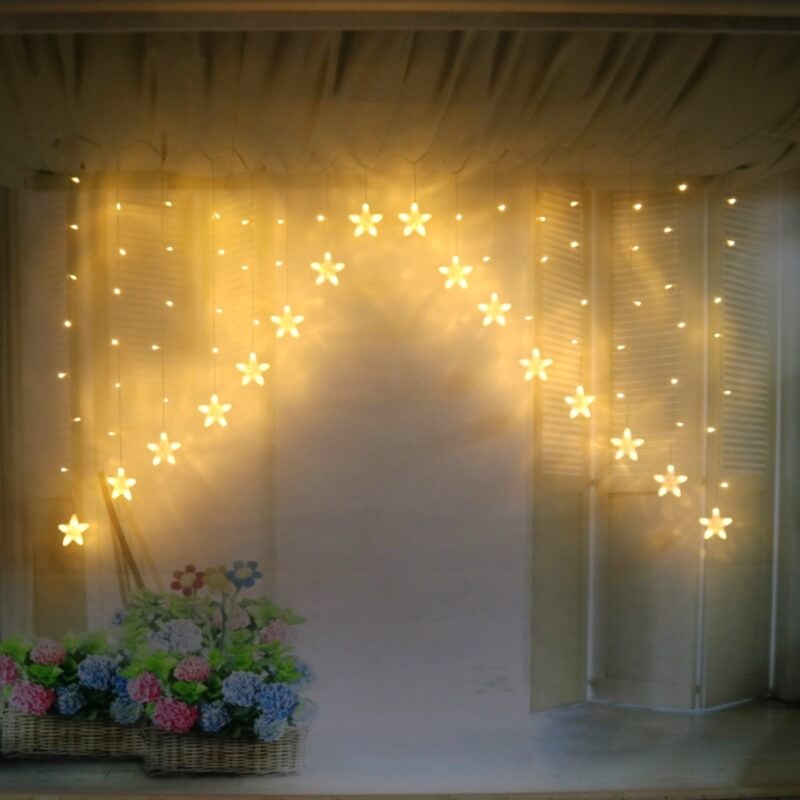 Curtain string lights for room decor