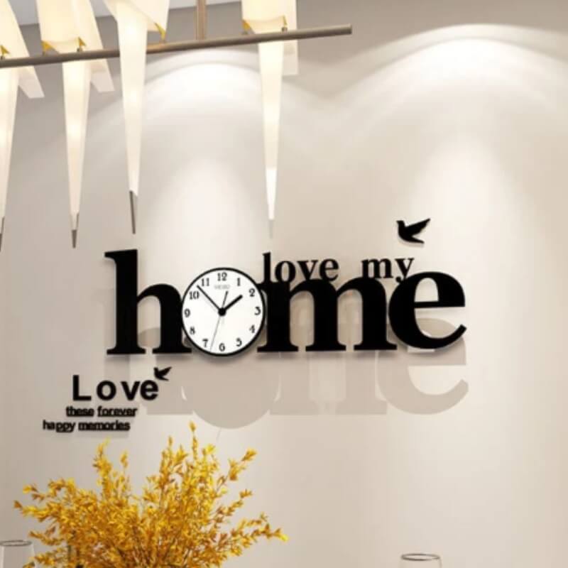 Home love with birds wooden wall clock