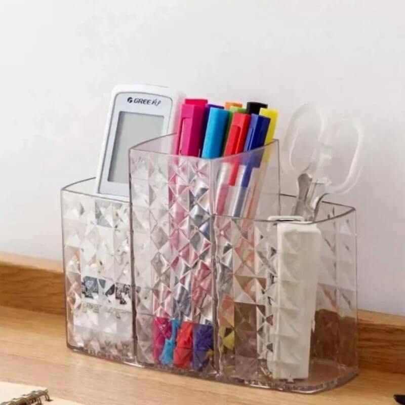 Acrylic diamond cut makeup organizer