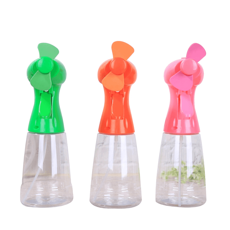 Creative misting fan with spray bottle