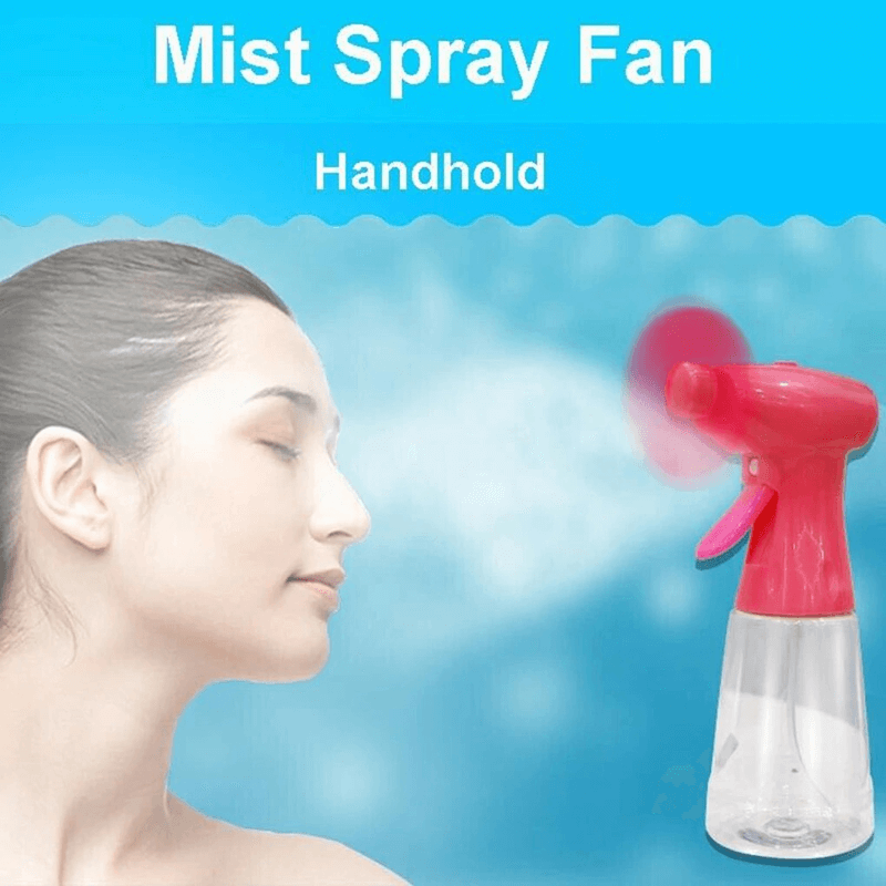 Creative misting fan with spray bottle