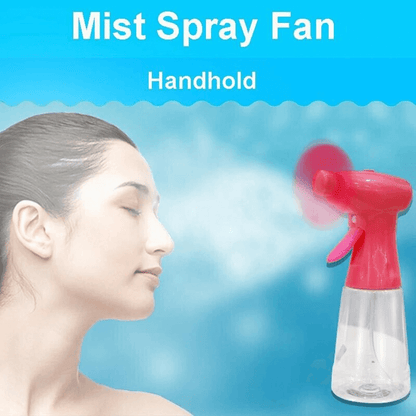 Creative misting fan with spray bottle