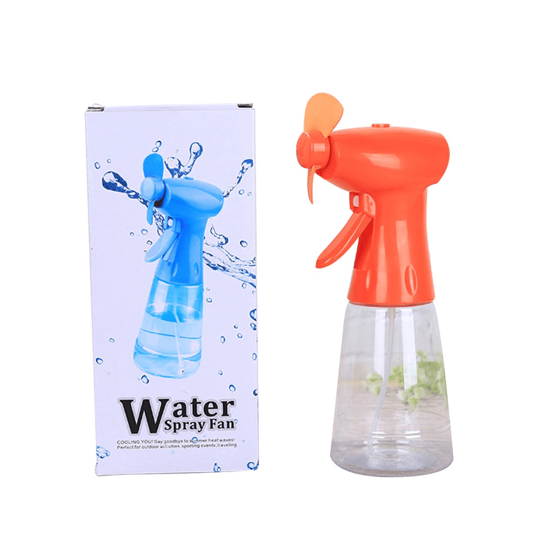 Creative misting fan with spray bottle