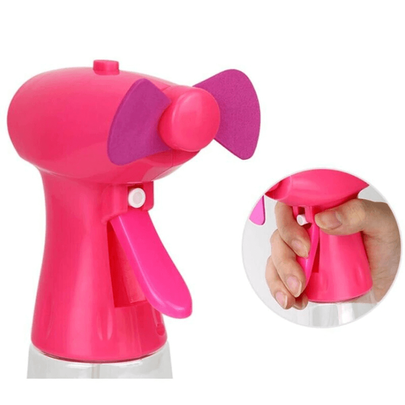 Creative misting fan with spray bottle