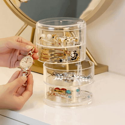 Transparent rotating plastic jewelry box