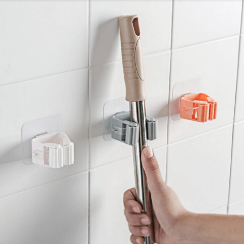 Wall mount broom holder