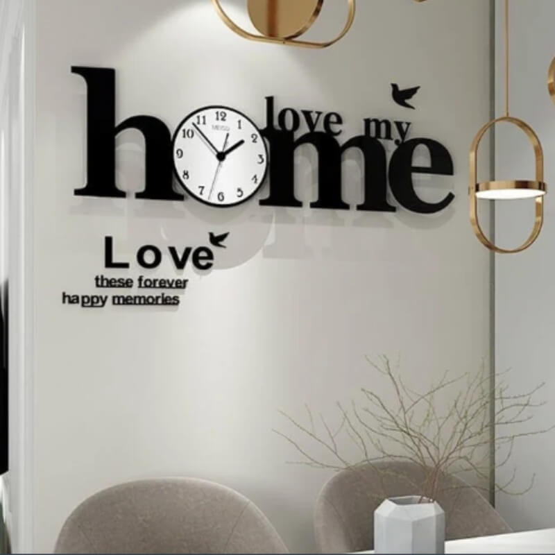 Home love with birds wooden wall clock