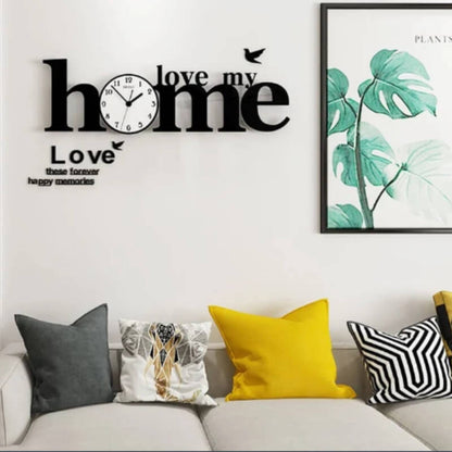 Home love with birds wooden wall clock