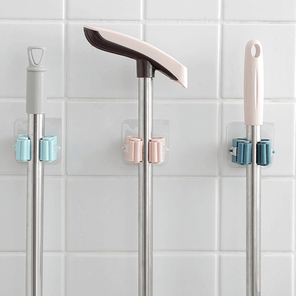 Wall mount broom holder