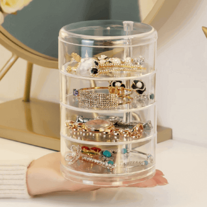 Transparent rotating plastic jewelry box